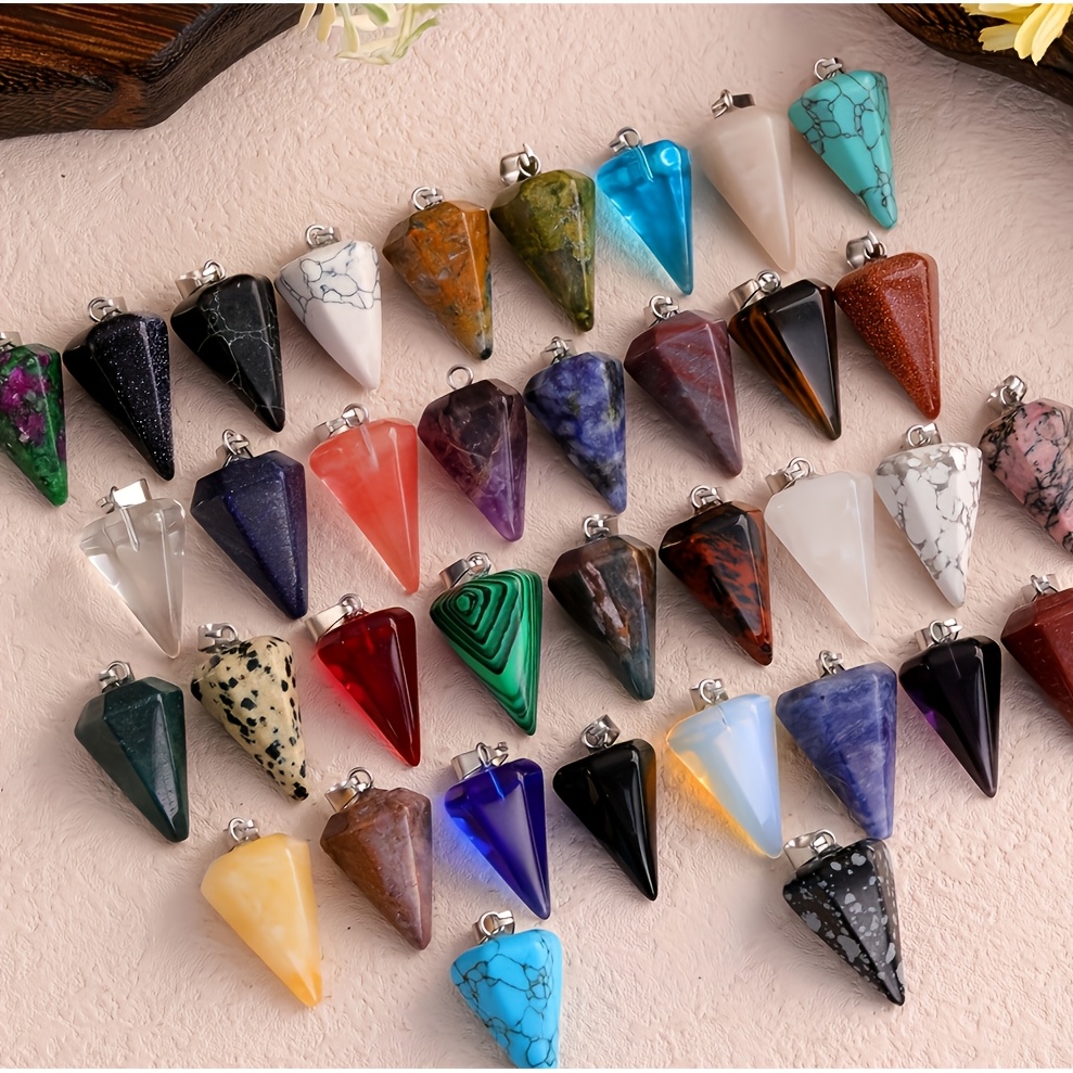 30pcs Multi-Color Cone Hexagonal Crystal Pendulum Set
